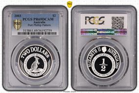 2003 $2 Port Phillip Pattern PR69DCAM