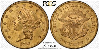 1857 $20 MS60