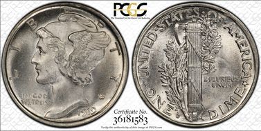 1919-D 10C MS66