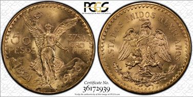 1946 50 Peso KM-481  Au MS66