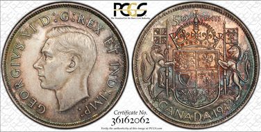 1942 50C Wide Date MS63