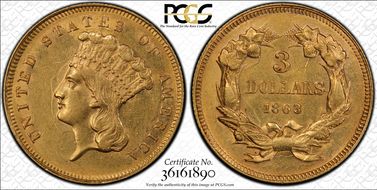 1863 $3 AU55