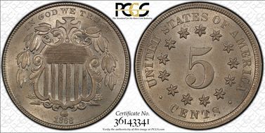 1868 5C Rev of 1868 FS-904 MS63