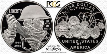 2018-P $1 WWI Centennial PR70DCAM