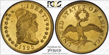 1795 $10 9 Leaves AU55