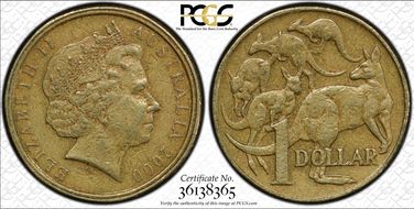 2000 $1 Mule-Struck w/10C Obv XF45