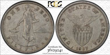 1907-S Peso XF40