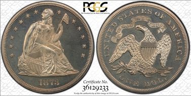 1873 $1 Seated PR64