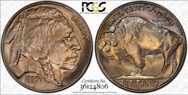 1937-D 5C 3 Legs MS66