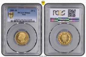 1881-R 20 L KM-21  Au MS64