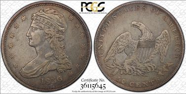 1836 50C Reeded Edge VF35