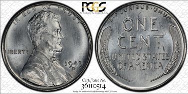1943-S 1C MS67