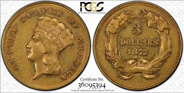 1872 $3 AU55