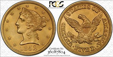 1852 $5 MS64+