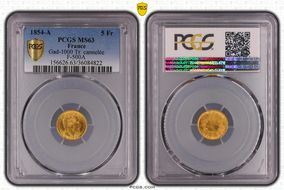 1854-A 5 Fr Gad-1000 Tr. cannelée F-500A MS63