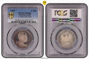 1905 2 Mk J-169a Thin Rim MS66