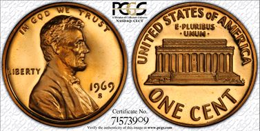 1969-S 1C PR69DCAM