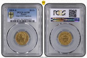 1814-A 20 Fr Gad-1025 Napoleon AU50