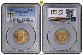 1868-A 20 Fr Gad-1062 F-532 MS61