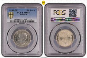 1930-BP 50 Leva KM-42  Ag MS64