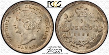 1899 5C Normal Date, High 99 MS66+