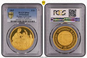 1865 5 Fr Richter 2-359 Gold SP64