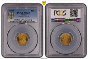 1921 50C Gad-421 F-191 MS67