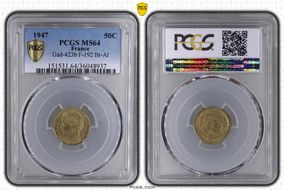 1947 50C Gad-423b F-192 Br-Al MS64