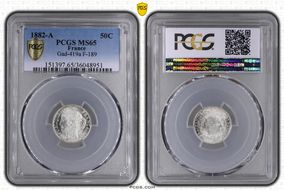 1882-A 50C Gad-419a F-189 MS65