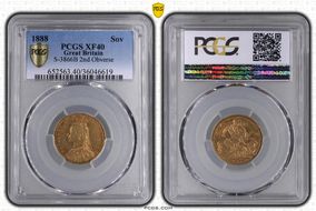 1888 Sov S-3866B DISH L9 2nd Obverse XF40