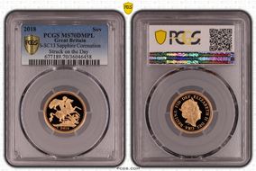 2018 Sov S-SC9E Sapphire Coronation Struck on the Day MS70