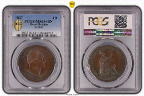 1837 1D S-3845 MS64+ BN