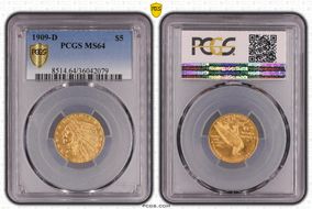 1909-D $5 MS64