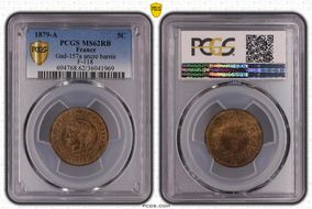 1879-A  5C Gad-157a ancre barrée F-118 MS62RB