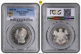 1865-B Thaler KM-230 Crowned Arms MS64