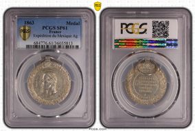 1863 Medal Expédition du Mexique 30mm Ag MS61