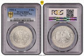 1932-A 5 Mk Oak Tree J-331 MS63