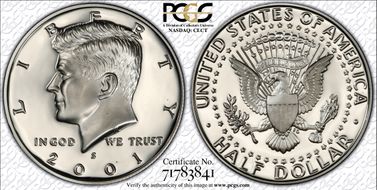 2001-S 50C Silver PR70DCAM