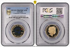 2001 $1 Centenary-Colorized PR69DCAM