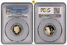 2018-M $2 30th Anniv of The $2 coin Privy Mark PR69DCAM