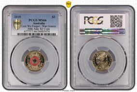 2018 $2 Lest We Forget - War Graves 30th Ann. $2 Coin Colorized MS66