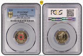2018 $2 Lest We Forget - War Graves 30th Ann. $2 Coin Colorized MS67