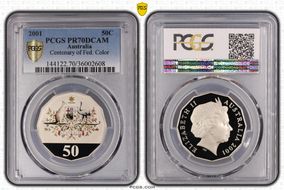 2001 50C Centenary of Federation Colorized PR70DCAM
