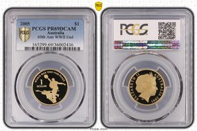 2005 $1 End of WWII - Dancing Man Al-Bronze PR69DCAM