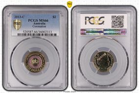 2013-C $2 Coronation Colorized MS66