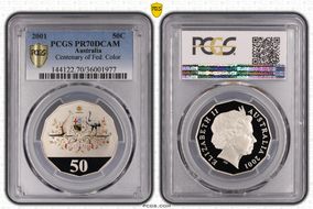 2001 50C Centenary of Federation Colorized PR70DCAM