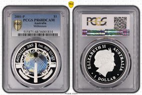 2001-P $1 New Millenium Colorized PR68DCAM