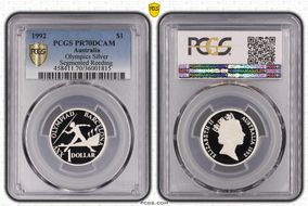 1992 $1 Olympics Ag Segmented Reeding PR70DCAM