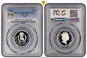 1990 $1 Year of Peace Ag PR70DCAM