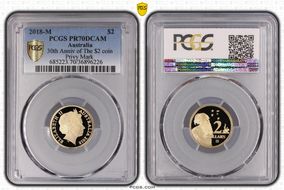 2018-M $2 30th Anniv of The $2 coin Privy Mark PR70DCAM